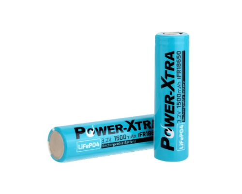 Літій-залізо-фосфатний акумулятор LiFePO4 Power-Xtra IFR18650 1500mah 3.2V, BLUE