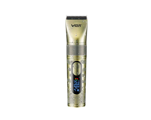 Акумуляторна машинка для стрижки VGR V-659, 5 насадок, регулювання потужності 6500-7500 RPM, IPX7, LED display, Box
