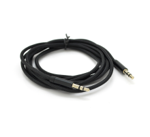 Кабель VEGGIEG AB-1 AUX Audio DC3.5 тато-тато 1.0м, GOLD Stereo Jack, оплетка, (круглий) Black cable, Пакет