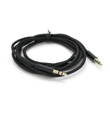 Кабель VEGGIEG AB-1 AUX Audio DC3.5 тато-тато 1.0м, GOLD Stereo Jack, оплетка, (круглий) Black cable, Пакет