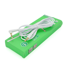 Кабель iKAKU KSC-522 PUSHENG AUX Audio DC3.5 тато-тато 2.0м, GOLD Stereo Jack, (круглий) White cable, Box
