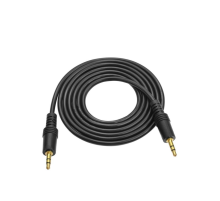 Кабель AUX Audio DC3.5 тато-тато 1.5м, GOLD Stereo Jack, (круглий) Black cable, Пакет Q500