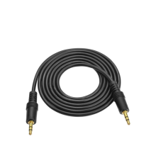 Кабель AUX Audio DC3.5 тато-тато 1.5м, GOLD Stereo Jack, (круглий) Black cable, Пакет Q500