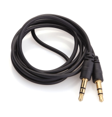 Кабель AUX Audio DC3.5 тато-тато 5.0м, GOLD Stereo Jack, (круглий) Black cable, Пакет Q200