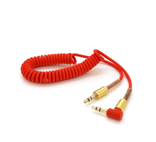 Кабель AUX Audio DC3.5 тато-тато 1.5м пружина, CCA Stereo Jack, (круглий) Red cable, Box