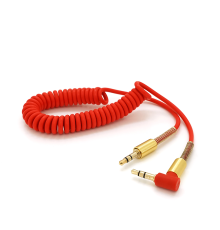 Кабель AUX Audio DC3.5 тато-тато 1.5м пружина, CCA Stereo Jack, (круглий) Red cable, Box
