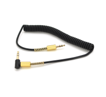 Кабель VEGGIEG AWS-2 AUX Audio DC3.5 тато-тато 1.0м, GOLD Stereo Jack, (круглий) Black cable, Пакет