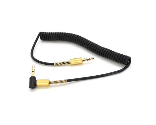 Кабель VEGGIEG AWS-2 AUX Audio DC3.5 тато-тато 1.0м, GOLD Stereo Jack, (круглий) Black cable, Пакет
