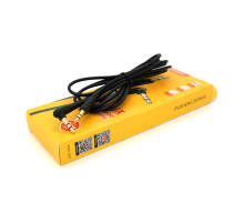 Кабель iKAKU KSC-522 PUSHENG AUX Audio DC3.5 тато-тато 2.0м, GOLD Stereo Jack, (круглий) Black cable, Box