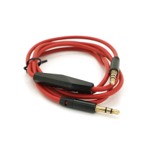 Кабель AUX з мікрофоном Audio DC3.5 тато-тато 1.0м, CCA Stereo Jack, (круглий) Red cable, Box