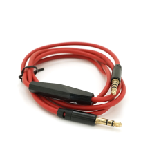 Кабель AUX з мікрофоном Audio DC3.5 тато-тато 1.0м, CCA Stereo Jack, (круглий) Red cable, Box
