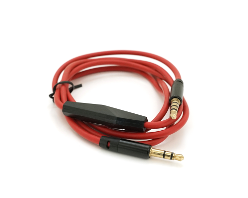 Кабель AUX з мікрофоном Audio DC3.5 тато-тато 1.0м, CCA Stereo Jack, (круглий) Red cable, Box