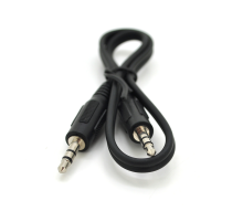Кабель AUX Audio DC3.5 тато-тато 0,4м, GOLD Stereo Jack, (круглий) Black cable, Пакет Q500