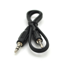 Кабель AUX Audio DC3.5 тато-тато 0,4м, GOLD Stereo Jack, (круглий) Black cable, Пакет Q500