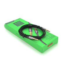 Кабель iKAKU KSC-389 ROUYA AUX Audio DC3.5 тато-тато 1.0м, GOLD Stereo Jack, (круглий) Black cable, Box