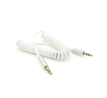 Кабель AUX Audio DC3.5 тато-тато 1.5м пружина, CCA Stereo Jack, (круглий) White cable, Box