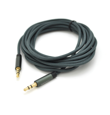 Кабель VEGGIEG AB-3 AUX Audio DC3.5 тато-тато 3.0м, GOLD Stereo Jack, оплетка, (круглий) Black cable, Пакет