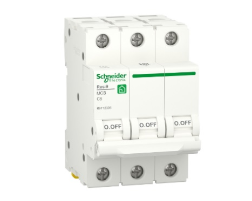 Автоматичний вимикач Schneider RESI9 6А, 3P, крива С, 6кА Автоматичний вимикач Schneider RESI9 6А, 3P, крива С, 6кА