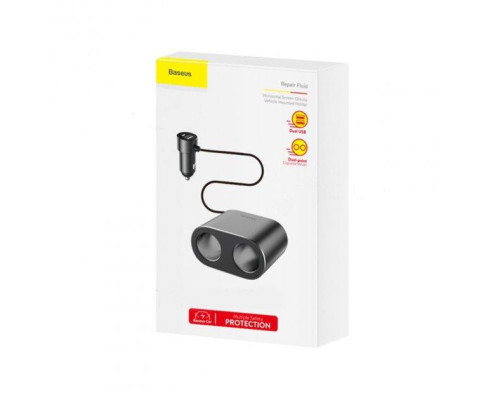 Автомобільний зарядний пристрій Baseus High Efficiency One to Two Cigarette Lighter Black (CRDYQ-01) Автомобільний зарядний пристрій Baseus High Efficiency One to Two Cigarette Lighter Black (CRDYQ-01)
