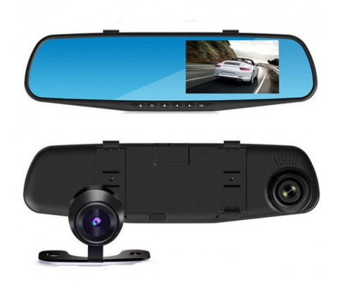 Автомобільне дзеркало відеореєстратор для машини на 2 камери VEHICLE BLACKBOX DVR 1080p камерою заднього огляду.