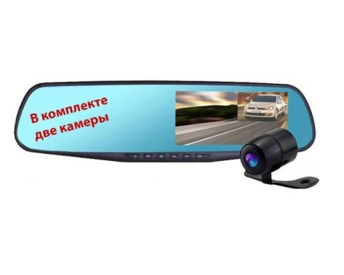 Автомобільне дзеркало відеореєстратор для машини на 2 камери VEHICLE BLACKBOX DVR 1080p камерою заднього огляду.