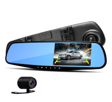 Автомобильное зеркало видеорегистратор для машины на 2 камеры VEHICLE BLACKBOX DVR 1080p камерой заднего вида.