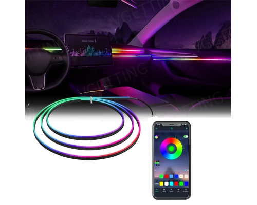 Підсвітка салону Ambient light Rgb, світлодіодна стрічка торпеди USB Bluetooth багатобарвна Підсвітка салону Ambient light Rgb, світлодіодна стрічка торпеди USB Bluetooth багатобарвна