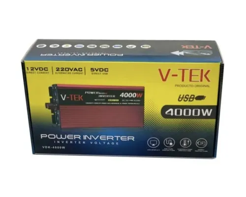 Перетворювач напруги інвертор з дисплеєм V-TEK 4000W 12-220 V Автомобільний перетворювач Перетворювач напруги інвертор з дисплеєм V-TEK 4000W 12-220 V Автомобільний перетворювач