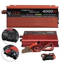 Перетворювач напруги інвертор з дисплеєм V-TEK 4000W 12-220 V Автомобільний перетворювач
