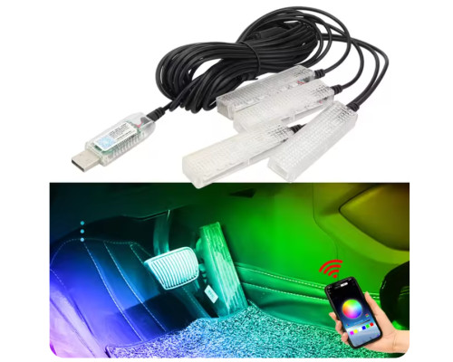Автомобильная RGB подсветка салона с поддержкой приложения 4 шт USB