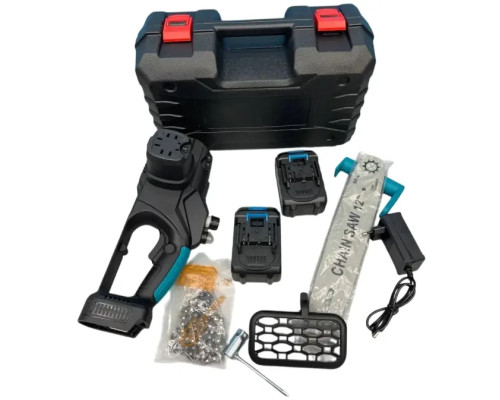 Ланцюгова пила з шиною 12 дюймів і 2 акумуляторами 48 В кейсі Electric Saw Blue