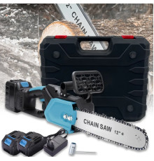 Ланцюгова пила з шиною 12 дюймів і 2 акумуляторами 48 В кейсі Electric Saw Blue