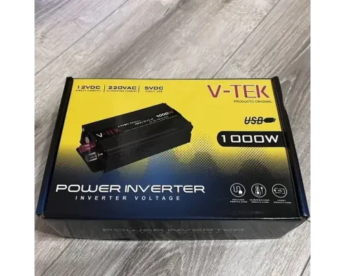 Перетворювач напруги автомобільний V-TEK Power Maxx-SSK1000W, інвертор 12/220В, USB, охолодження Чорний Перетворювач напруги автомобільний V-TEK Power Maxx-SSK1000W, інвертор 12/220В, USB, охолодження Чорний