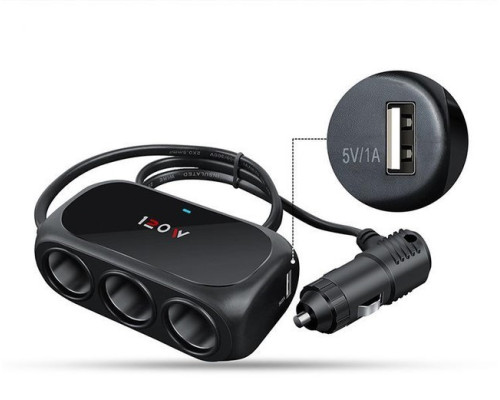 Розгалужувач для прикурювача Xunniu WT-D23 Black Розгалужувач для прикурювача Xunniu WT-D23 Black