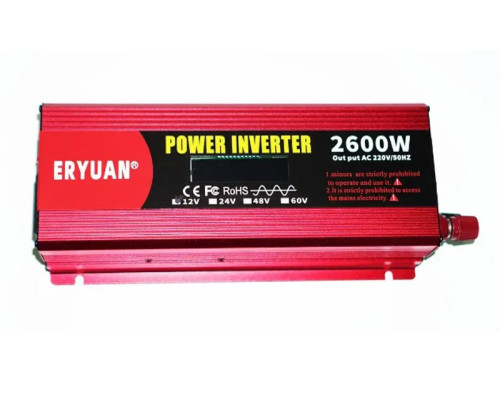 Перетворювач напруги інвертор Eryuan 2600W LCD DC/AC 12V-220V з чистою синусоїдою і вольтметром Перетворювач напруги інвертор Eryuan 2600W LCD DC/AC 12V-220V з чистою синусоїдою і вольтметром