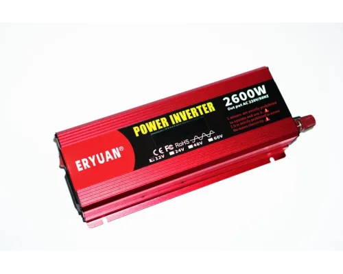 Перетворювач напруги інвертор Eryuan 2600W LCD DC/AC 12V-220V з чистою синусоїдою і вольтметром Перетворювач напруги інвертор Eryuan 2600W LCD DC/AC 12V-220V з чистою синусоїдою і вольтметром