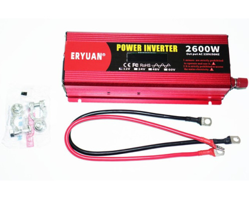 Перетворювач напруги інвертор Eryuan 2600W LCD DC/AC 12V-220V з чистою синусоїдою і вольтметром Перетворювач напруги інвертор Eryuan 2600W LCD DC/AC 12V-220V з чистою синусоїдою і вольтметром