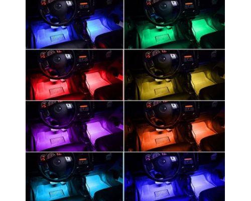 Cветодиодная RGB лента для подсветки салона автомобиля с пультом ДУ 4 шт по 18 лед ELITE LUX EL-1228 Cветодиодная RGB лента для подсветки салона автомобиля с пультом ДУ 4 шт по 18 лед ELITE LUX EL-1228