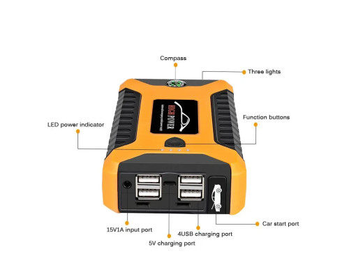 Пускозарядний автомобільний пристрій Jumpstarter 27JX 12В/2А з акумулятором на 99800mAh і ліхтарем ANS К