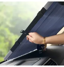 Шторка сонцезахисна світловідбивна на лобове скло в авто, фольга від сонця висувна 145x70 см