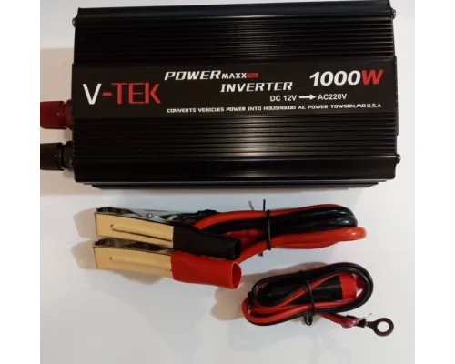 Перетворювач напруги автомобільний V-TEK PowerMaxx-SSK1000W, інвертор 12/220В, USB, охолодження Чорний Перетворювач напруги автомобільний V-TEK PowerMaxx-SSK1000W, інвертор 12/220В, USB, охолодження Чорний