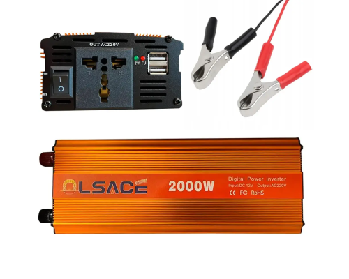 Перетворювач напруги інвертор OLSACE 2000W 12-220V Power Inverter Автомобільний перетворювач Перетворювач напруги інвертор OLSACE 2000W 12-220V Power Inverter Автомобільний перетворювач