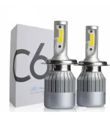 Комплект автомобільних світлодіодних LED ламп з охолодженням С6 LED H4 LED-лампи для авто 3800 Лм