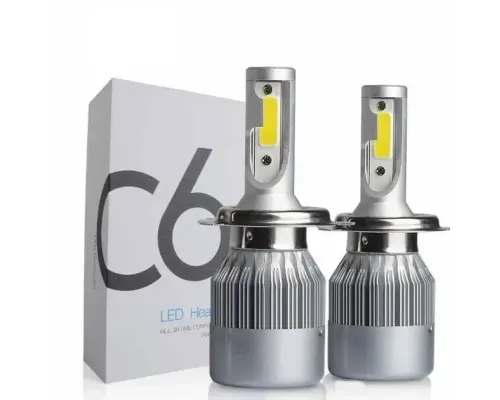 Комплект автомобільних світлодіодних LED ламп з охолодженням С6 LED H4 LED-лампи для авто 3800 Лм