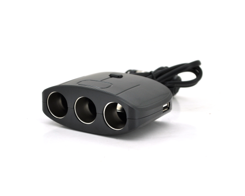АЗП розгалужувач Olesson 1635, 12V-3 * 12V + 2 * USB, Black, Blister