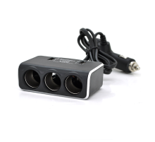 АЗП розгалужувач + вольтметр Olesson 1639, 12V-3 * 12V + 2 * USB, Black, Blister