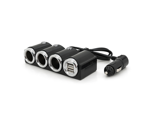 АЗУ розгалужувач Olesson 1503, 12V-3*12V+2*USB, Black, Blister