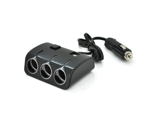 АЗП розгалужувач Olesson 1506, 12V-3 * 12V + 2 * USB, Black, Bliste