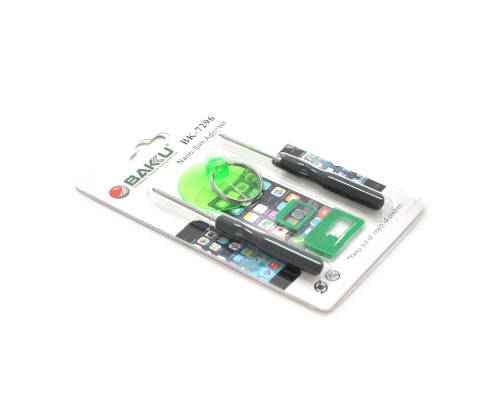 Набір інструментів BAKKU BK7296 для iPhone (Викрутки +1.3 і зірка 0.8, Nano-sim адаптер, присоска), Blister-box Набір інструментів BAKKU BK7296 для iPhone (Викрутки +1.3 і зірка 0.8, Nano-sim адаптер, присоска), Blister-box