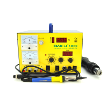 Паяльна станція BAKKU BK-909 цифрова індикація, паяльник + фен, з внутр. БЖ 0-15В 1А (320*298*238) 4,8 кг